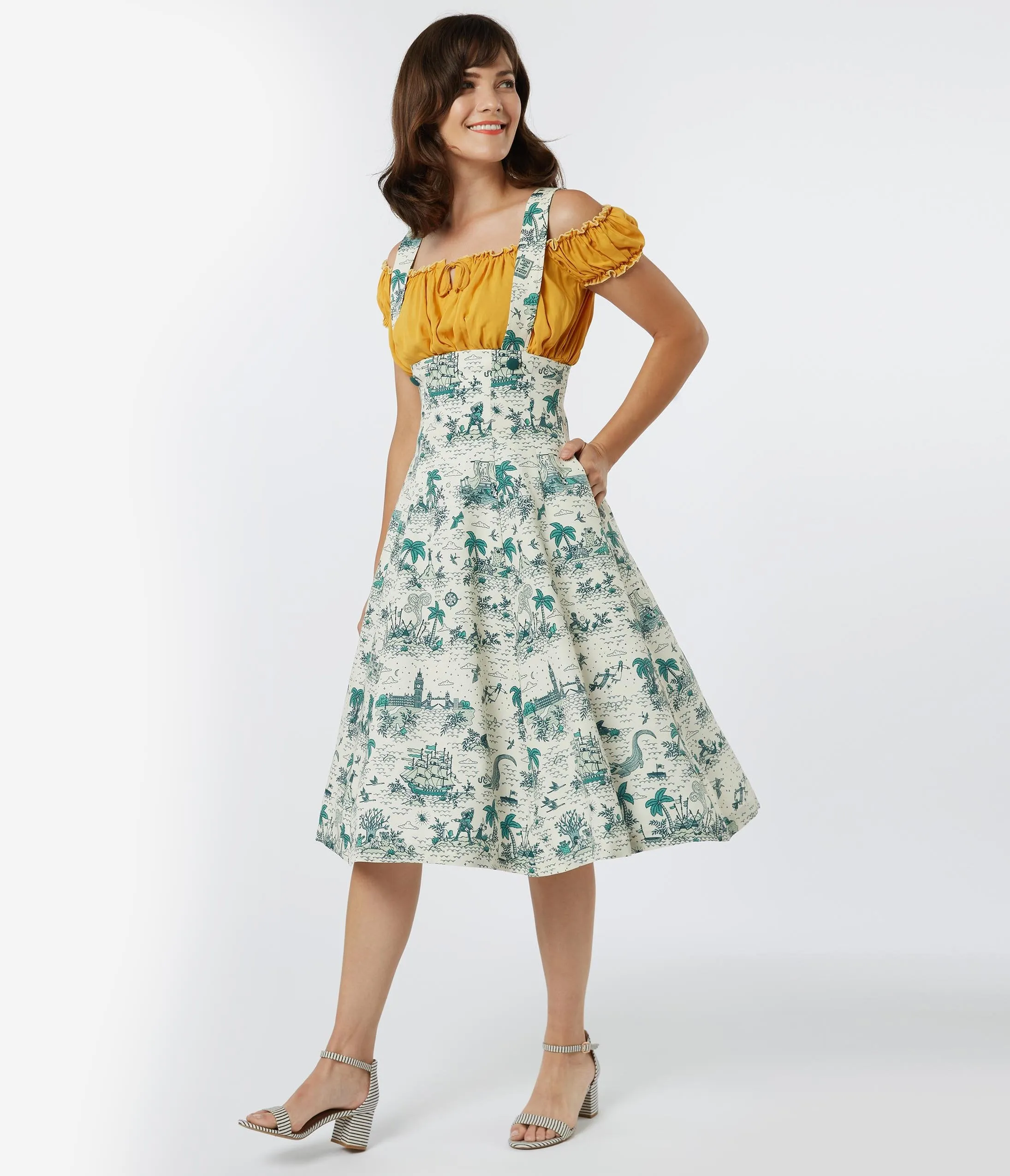 1950s Style Neverland Print Jumper Circle Skirt