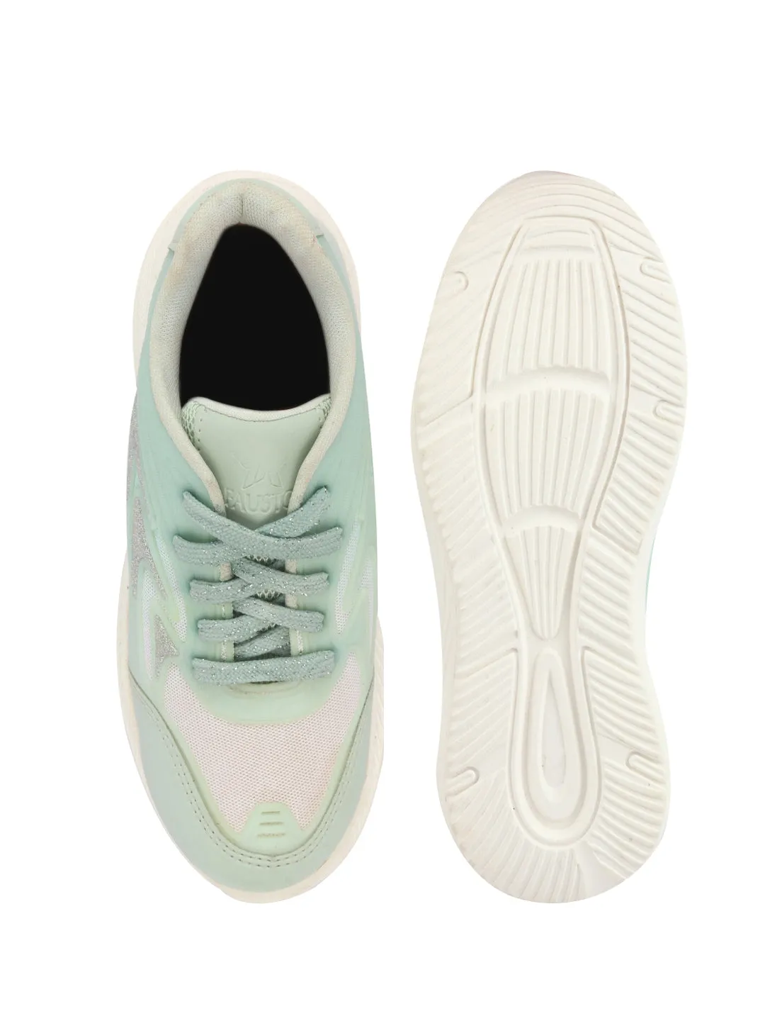 Women Glittery Shiny Chunky Casual Sneakers Lightweight and Comfortable Lace-Up Shoes Memory Cushioned Footbed Insole